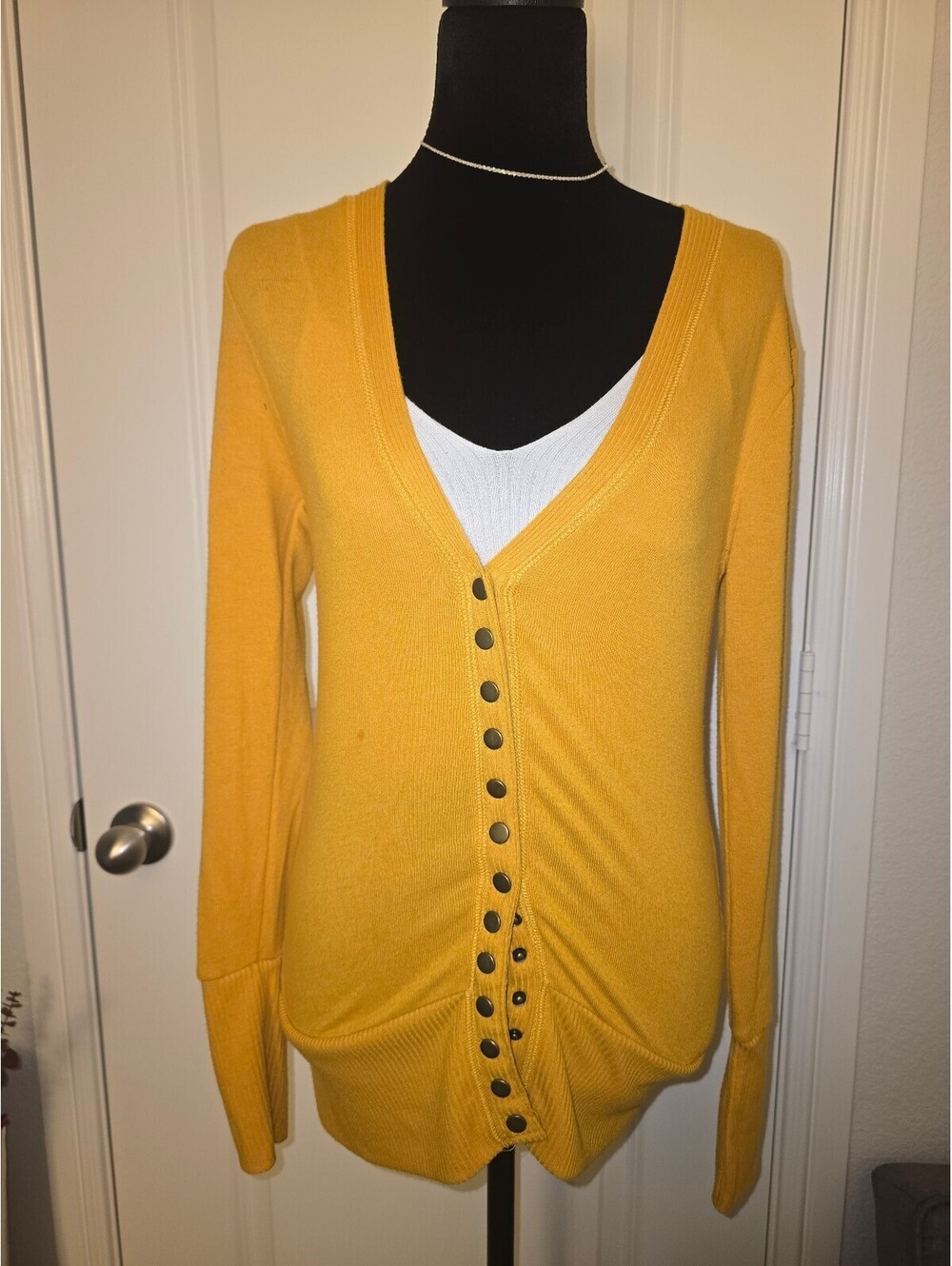 Zenana Outfitters Mustard Yellow Button-Up Cardigan Sweater Size S
